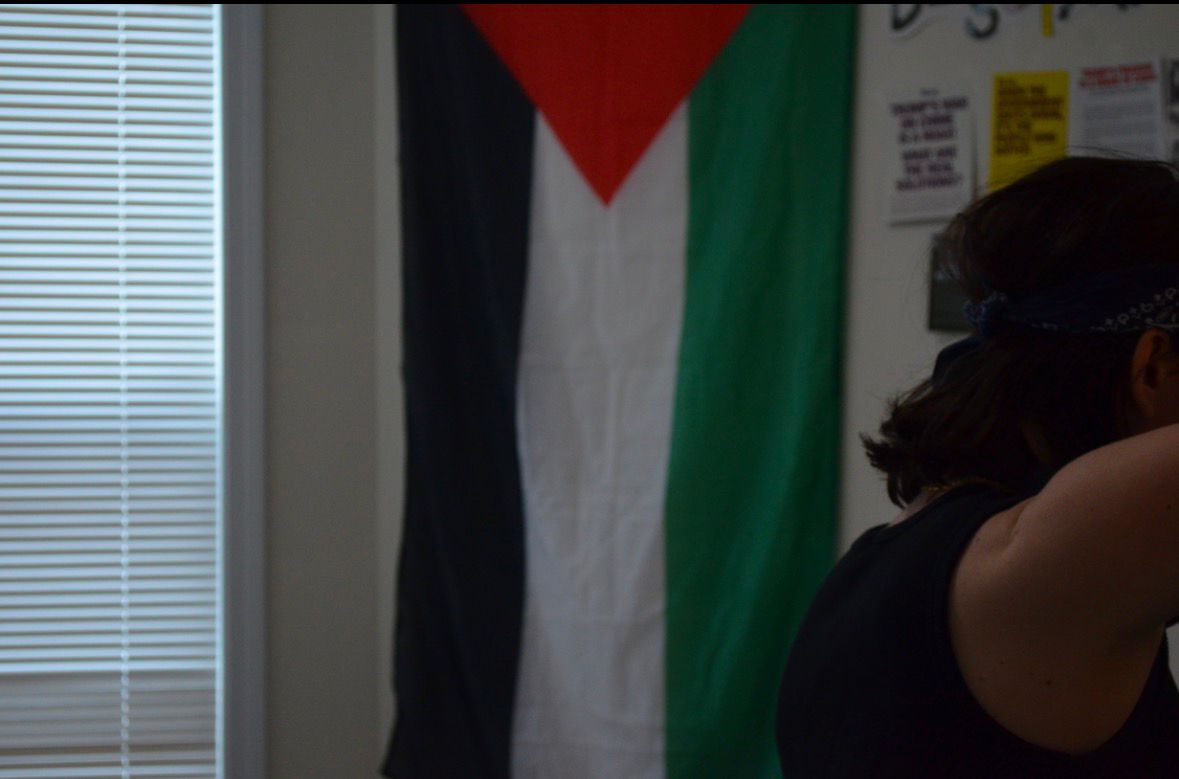Northeastern University student in solidarity with the Palestinian cause.